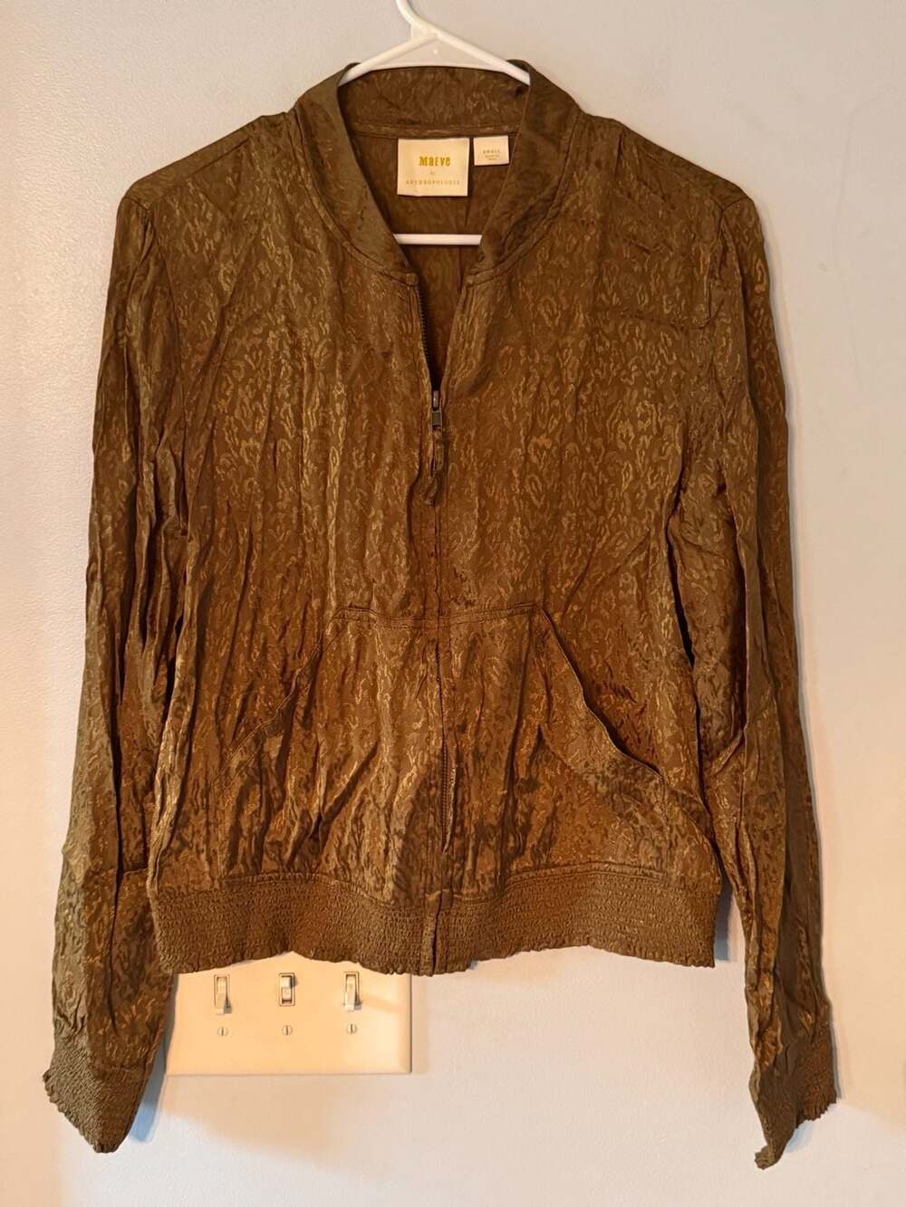 Anthropologie Maeve Textured Bomber Jacket Quiet Luxury Utility Chic Minimalist